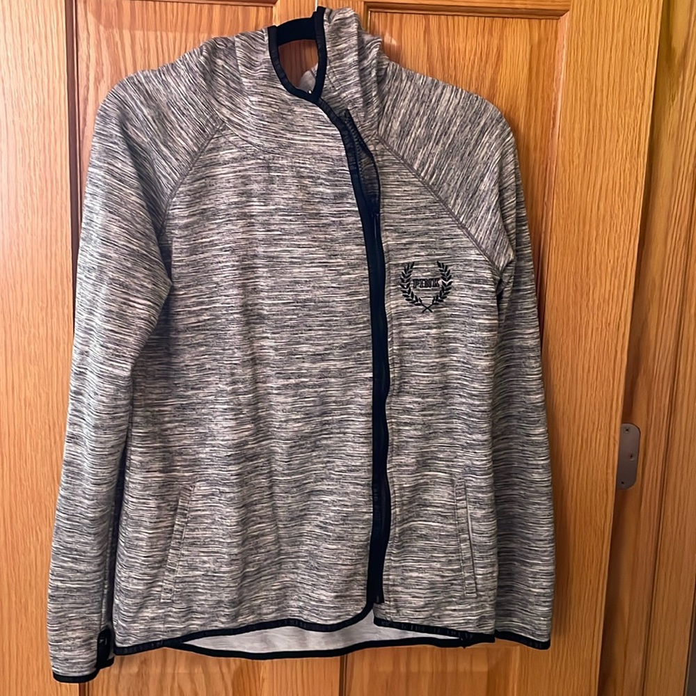 Victoria’s Secret, PINK, size small, sweatshirt, side zipper, black, white